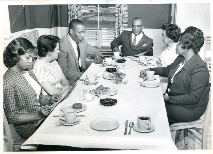 Urban League meeting with Bob Wilkerson, Nelson Cummings, Gloria Evans, and Jackie Patterson
